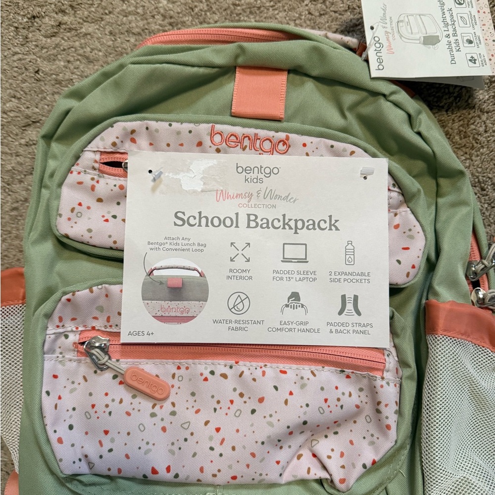 Bentgo Kids Backpack - Mint Green and Coral - Picture 2 of 7